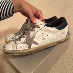 Golden goose super star navy white and grey
